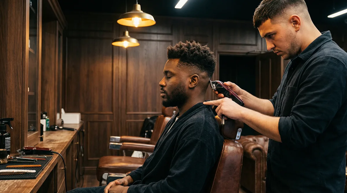 Coupe fade au barbier